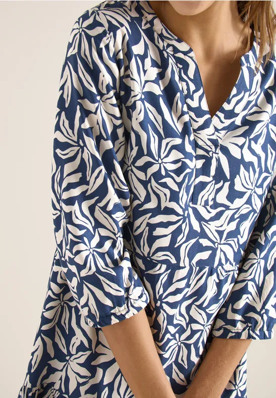 Cecil Damen Knielanges Kleid mit Volants in Blau, Gr: L