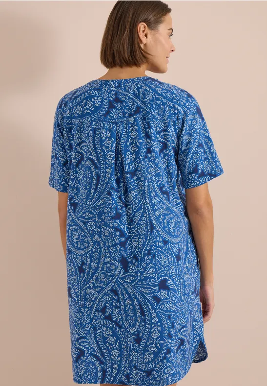 Cecil Damen Knielanges Kleid mit Paisleymuster in Blau, Gr: 3XL