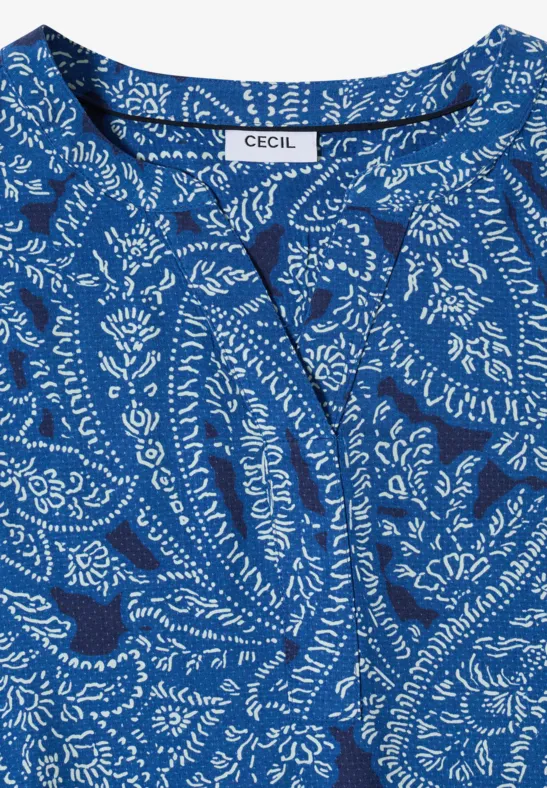 Cecil Damen Knielanges Kleid mit Paisleymuster in Blau, Gr: 3XL