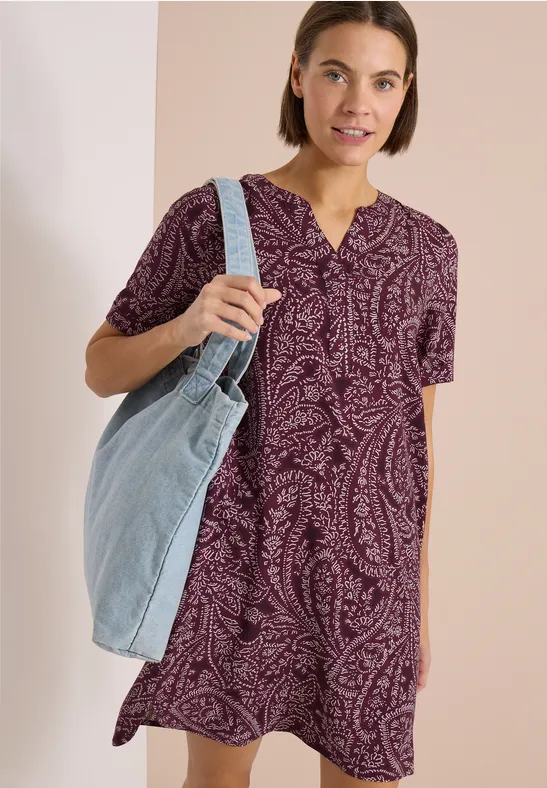 Cecil Damen Knielanges Kleid mit Paisleymuster in Rot, Gr: 3XL