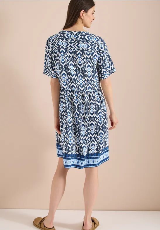 Cecil Damen Knielanges Kleid mit grafischem Muster in Blau, Gr: 3XL