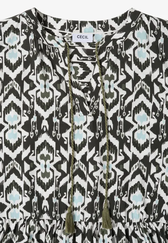Cecil Damen Knielanges Kleid mit grafischem Muster in Grün, Gr: 3XL