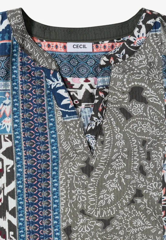 Cecil Damen Knielanges Kleid in Seersuckerqualität in Grün, Gr: 3XL
