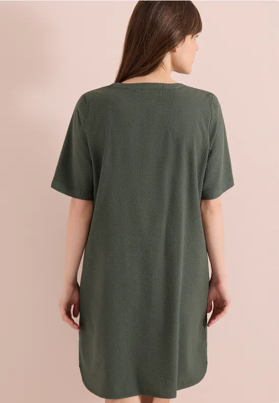 Cecil Damen Knielanges Kleid in Seersuckerqualität in Grün, Gr: 3XL