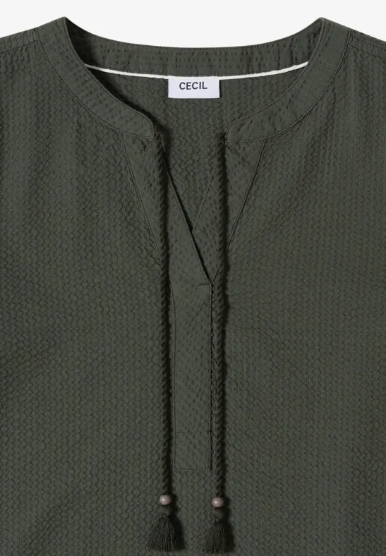 Cecil Damen Knielanges Kleid in Seersuckerqualität in Grün, Gr: 3XL