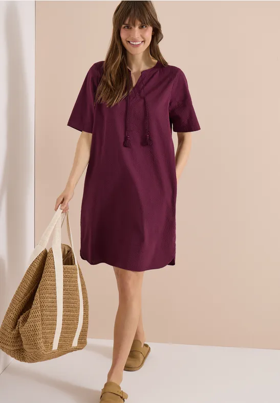 Cecil Damen Knielanges Kleid in Seersuckerqualität in Rot, Gr: 3XL