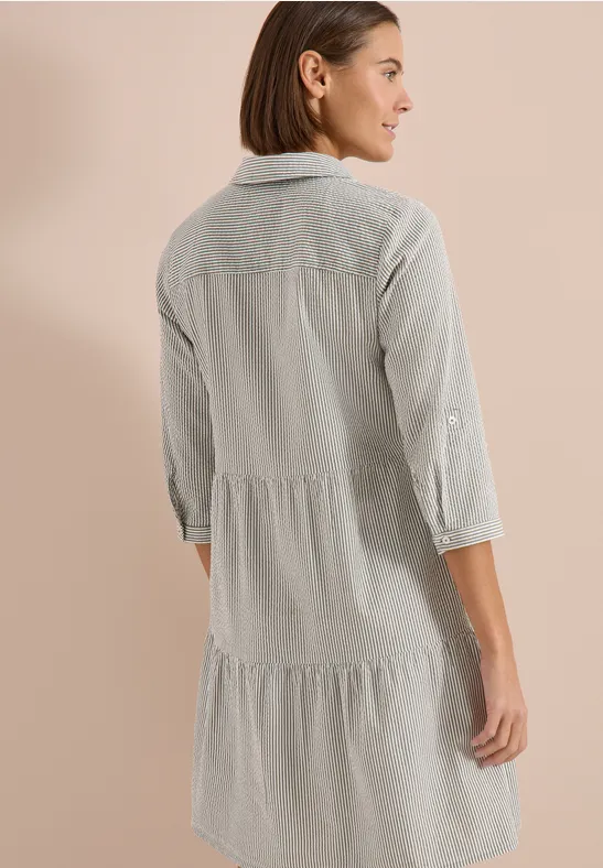 Cecil Damen Knielanges Kleid in Seersuckerqualität in Grün, Gr: 3XL