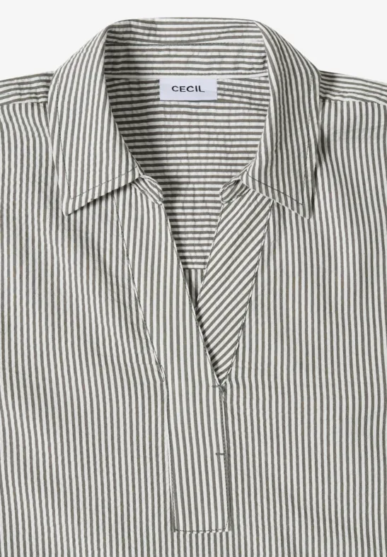 Cecil Damen Knielanges Kleid in Seersuckerqualität in Grün, Gr: 3XL