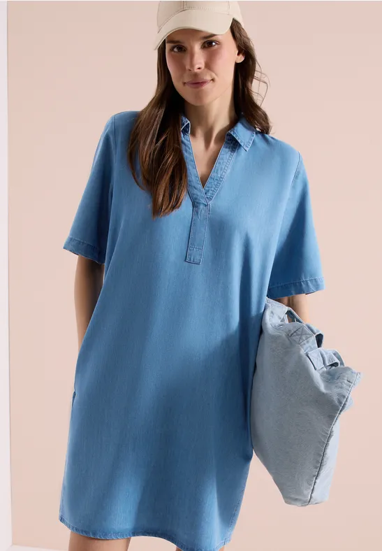 Cecil Damen Knielanges Kleid im Denim-Look in Blau, Gr: L