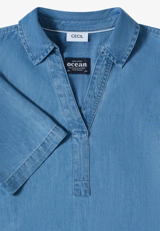 Cecil Damen Knielanges Kleid im Denim-Look in Blau, Gr: L
