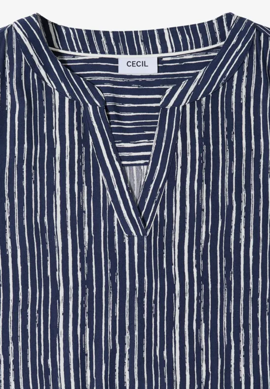Cecil Damen Knielanges Kleid mit Streifenmuster in Blau, Gr: 3XL