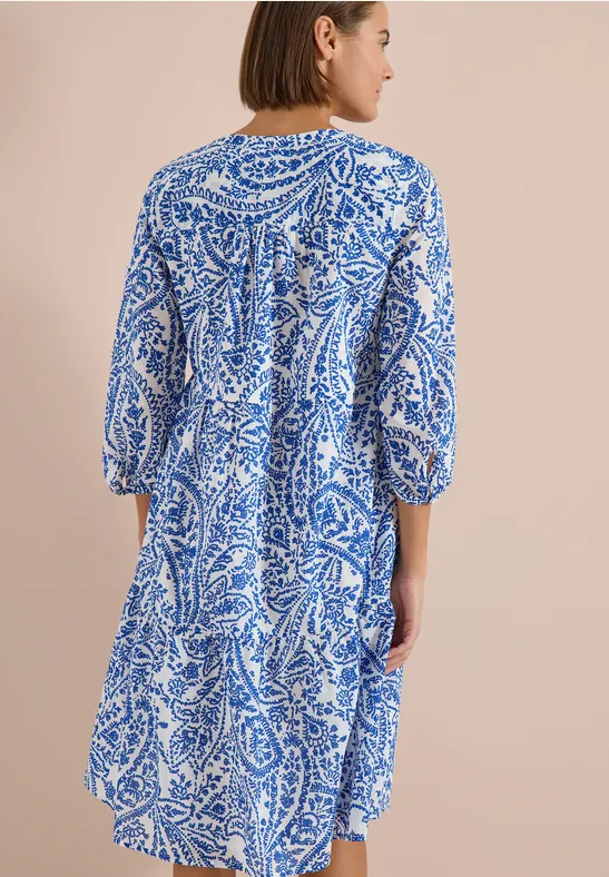 Cecil Damen Midi-Kleid mit Split Neck und Print in Weiß, Gr: L