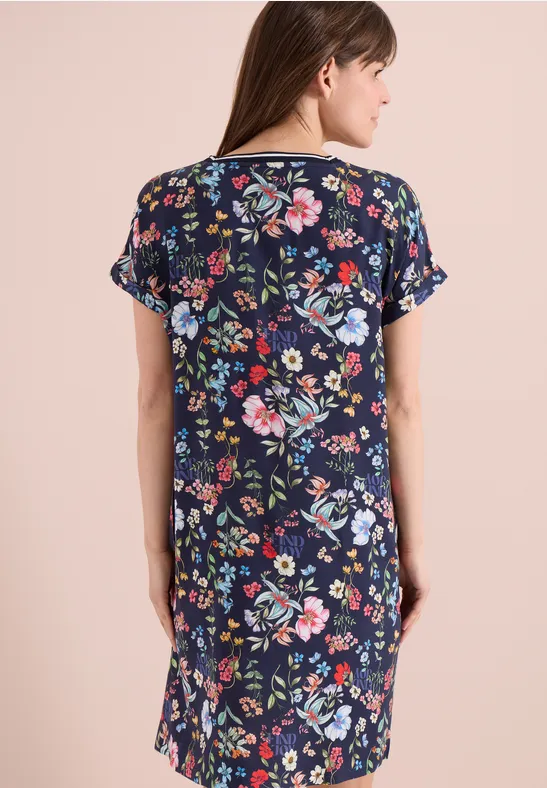 Cecil Damen Knielanges Kleid mit floralem Muster in Blau, Gr: 3XL