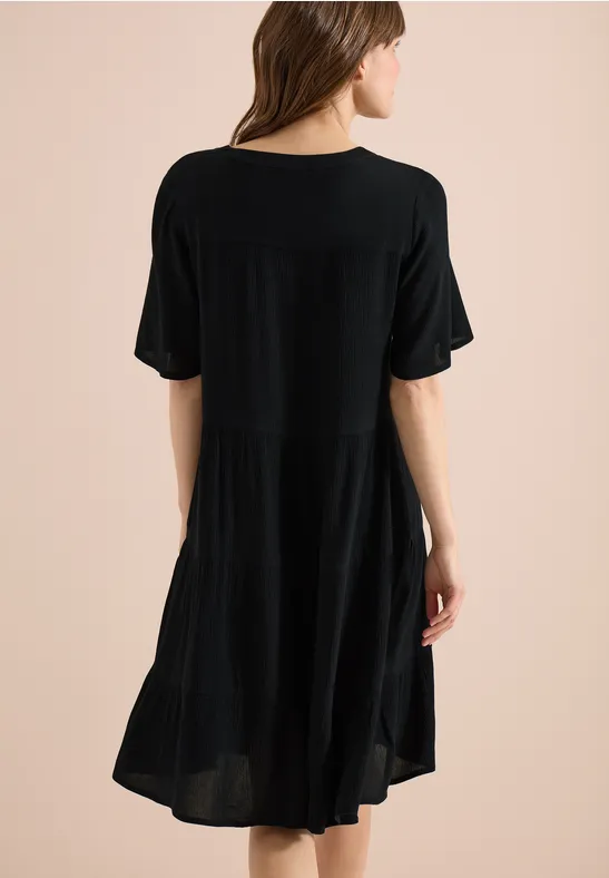 Cecil Damen Knielanges Kleid in Crepe-Struktur in Schwarz, Gr: 3XL