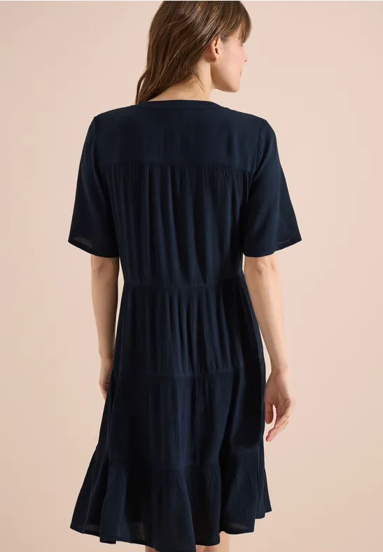 Cecil Damen Knielanges Kleid in Crepe-Struktur in Blau, Gr: 3XL
