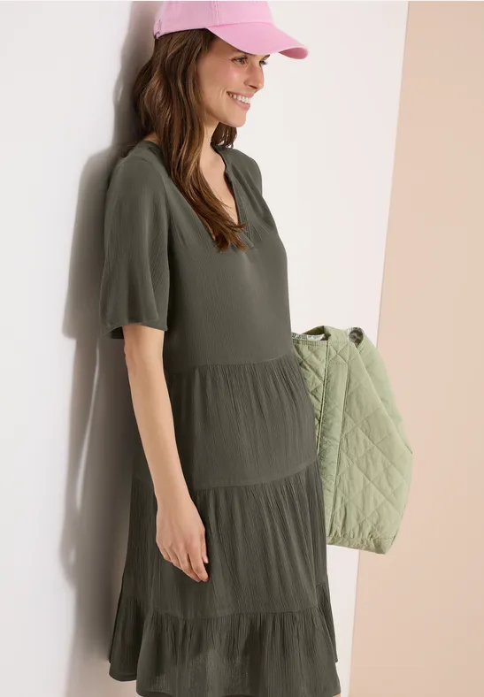 Cecil Damen Knielanges Kleid in Crepe-Struktur in Grün, Gr: 3XL
