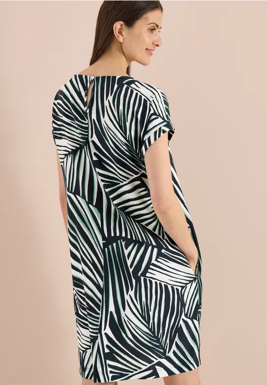Cecil Damen Knielanges Kleid mit Rounded V-Neck in Blau, Gr: 3XL