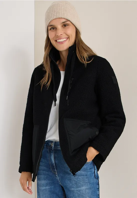 Cecil Damen Kuschelige Jacke mit Details in Schwarz, Gr: M