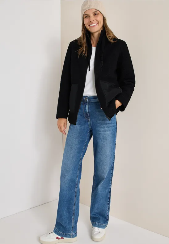 Cecil Damen Kuschelige Jacke mit Details in Schwarz, Gr: M