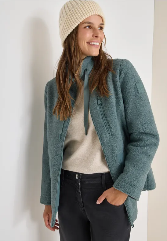 Cecil Damen Kuschelige Jacke mit Details in Grün, Gr: L