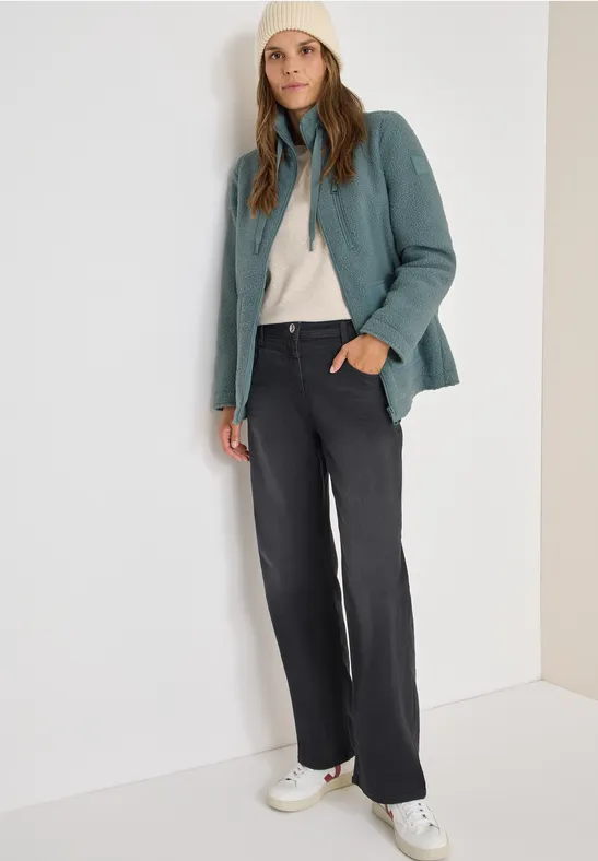 Cecil Damen Kuschelige Jacke mit Details in Grün, Gr: L