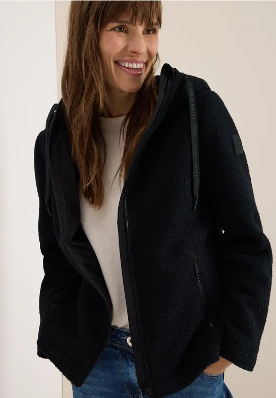 Cecil Damen Kurze Wolloptik-Jacke in Blau, Gr: M