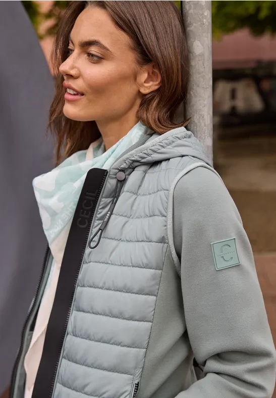 Cecil Damen Jacke mit Strukturmix und Kapuze in Grün, Gr: L