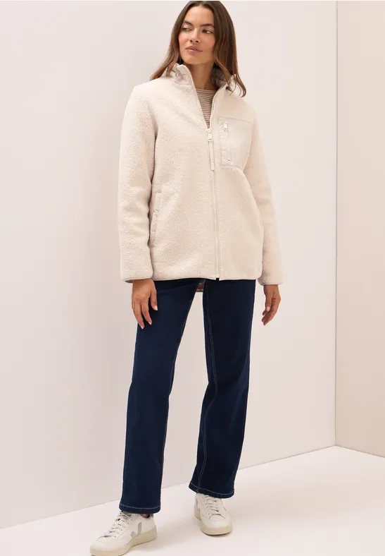 Cecil Damen Teddy Jacke mit Details in Weiß, Gr: XS