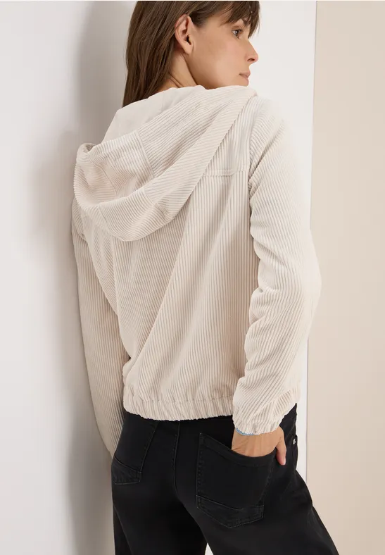 Cecil Damen Cordjacke mit Kapuze in Beige, Gr: XXL
