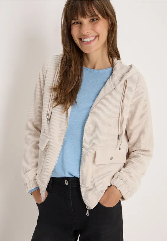 Cecil Damen Cordjacke mit Kapuze in Beige, Gr: XXL