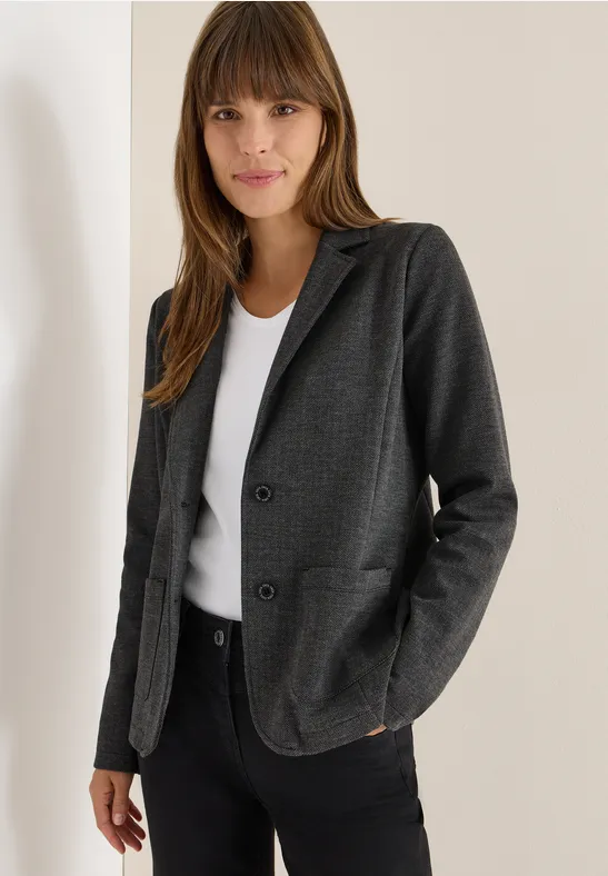 Cecil Damen Herringbone Blazer in Schwarz, Gr: M