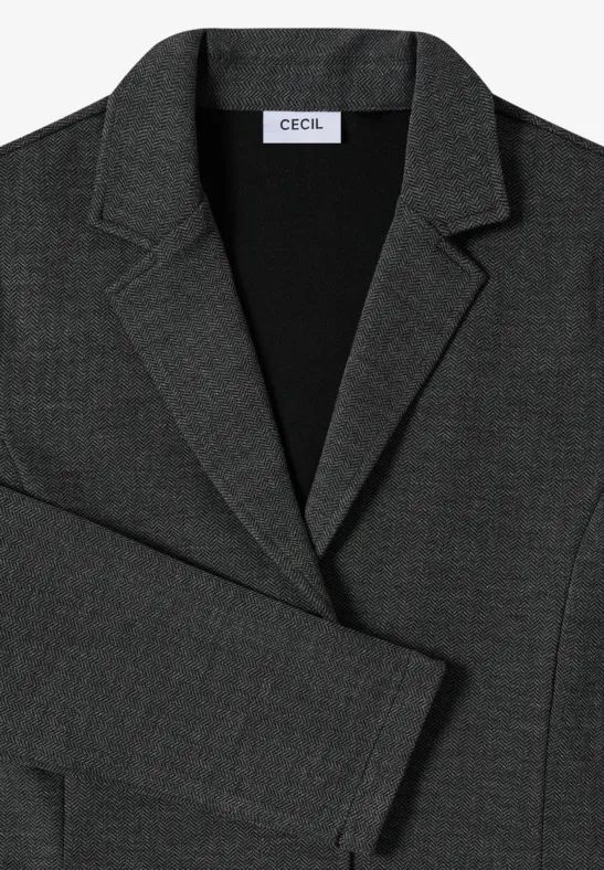 Cecil Damen Herringbone Blazer in Schwarz, Gr: M