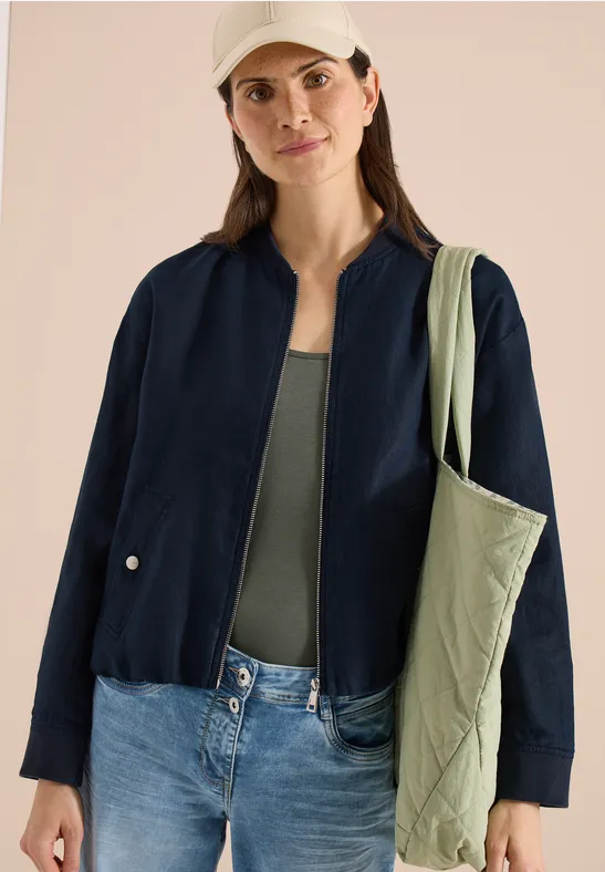 Cecil Damen Blouson aus Leinen mit Zipper in Blau, Gr: L