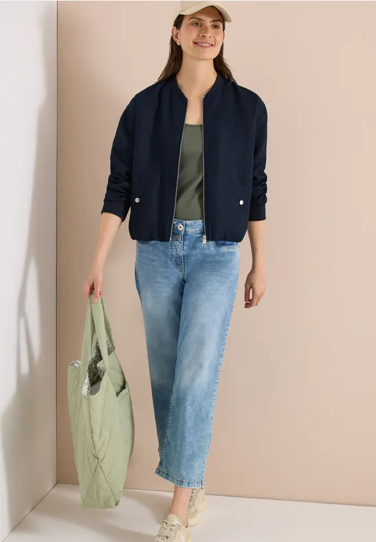 Cecil Damen Blouson aus Leinen mit Zipper in Blau, Gr: L