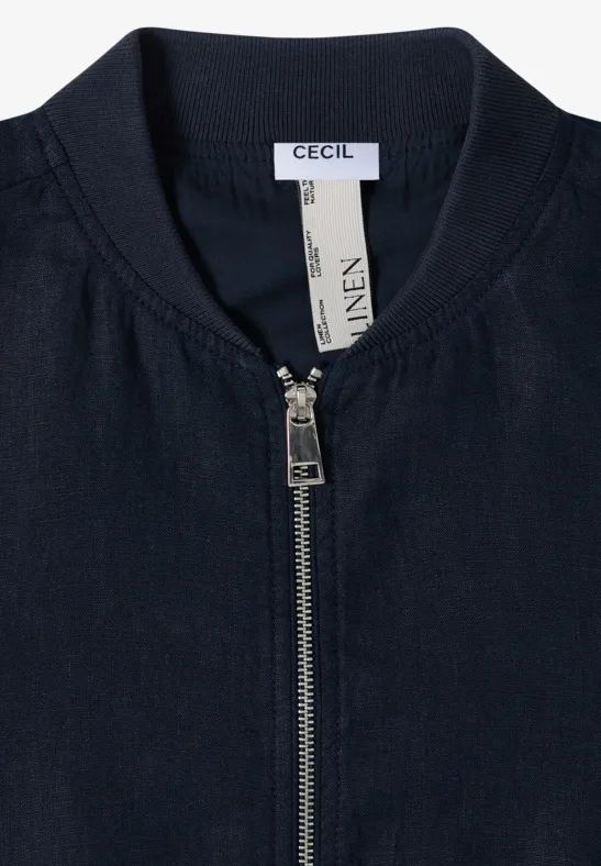 Cecil Damen Blouson aus Leinen mit Zipper in Blau, Gr: L