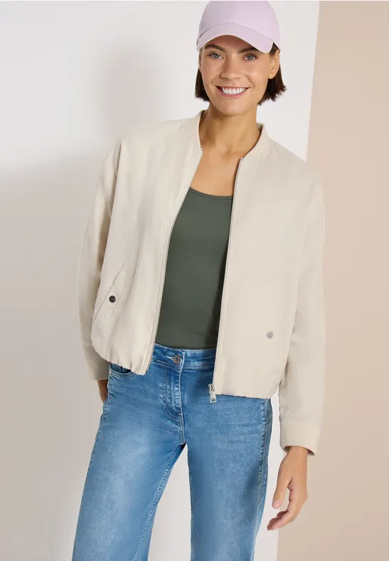 Cecil Damen Blouson aus Leinen mit Zipper in Beige, Gr: L