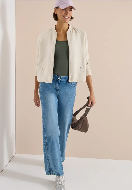 Cecil Damen Blouson aus Leinen mit Zipper in Beige, Gr: L