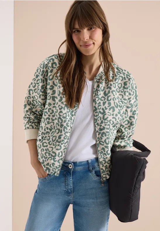 Cecil Damen Blouson im Leo-Look aus Leinenmix in Beige, Gr: L