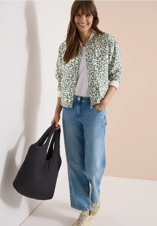 Cecil Damen Blouson im Leo-Look aus Leinenmix in Beige, Gr: L