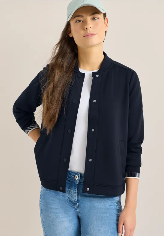 Cecil Damen Blouson im College-Look mit Knöpfen in Blau, Gr: L