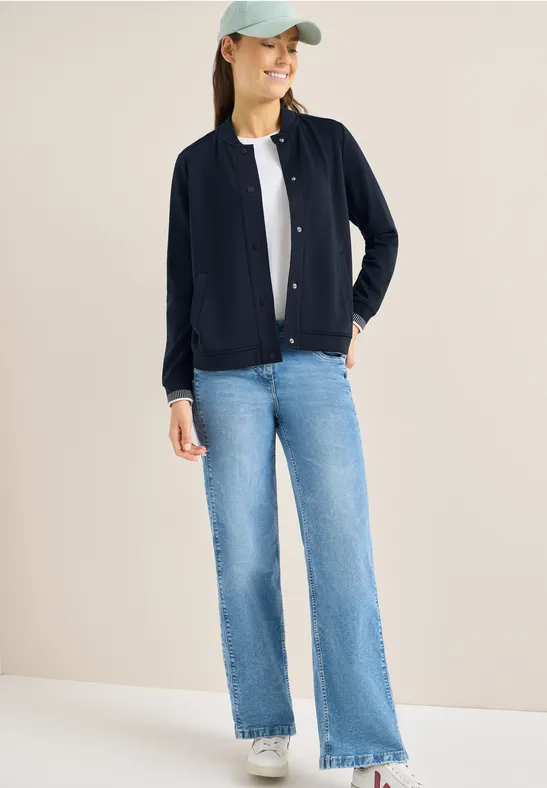 Cecil Damen Blouson im College-Look mit Knöpfen in Blau, Gr: L