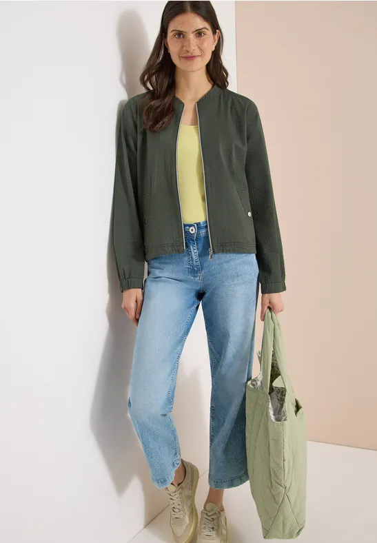 Cecil Damen Blouson in Seersuckerqualität mit Zipper in Grün, Gr: L