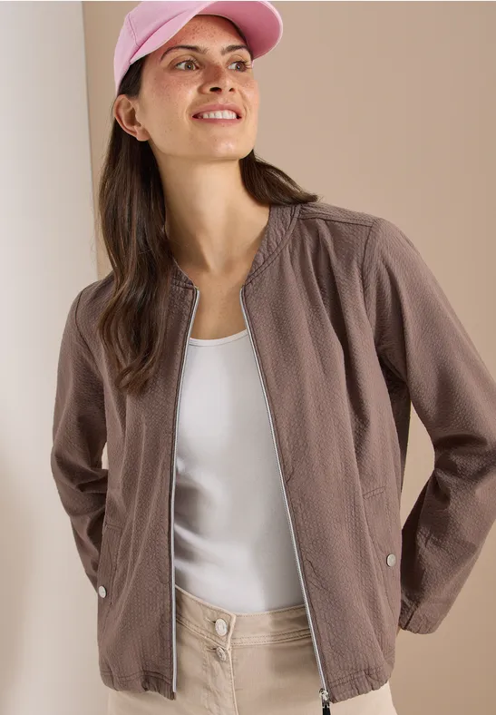 Cecil Damen Blouson in Seersuckerqualität mit Zipper in Beige, Gr: L