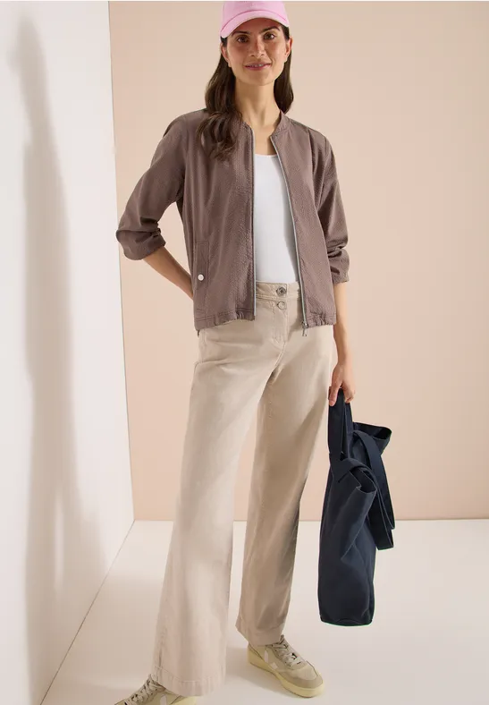 Cecil Damen Blouson in Seersuckerqualität mit Zipper in Beige, Gr: L