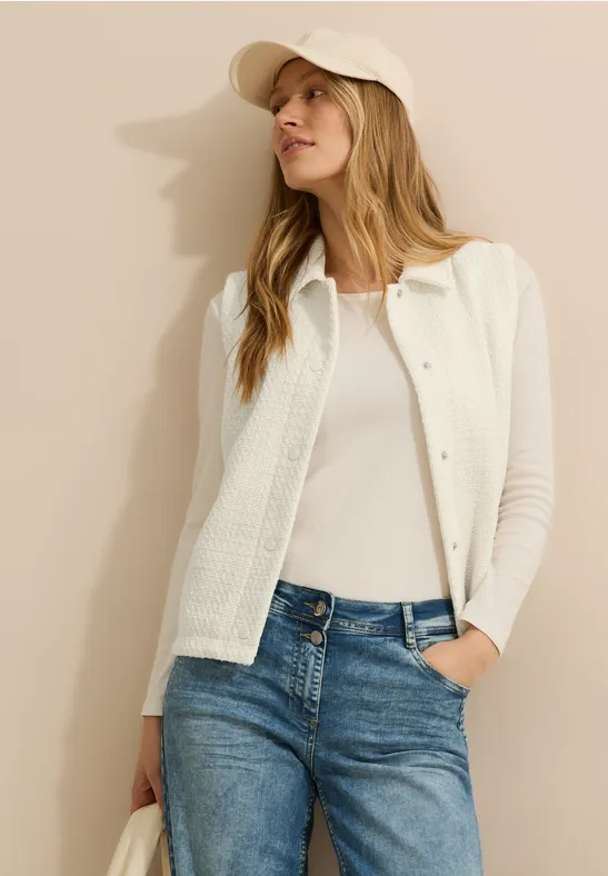 Cecil Damen Bouclé Weste in Beige, Gr: XL