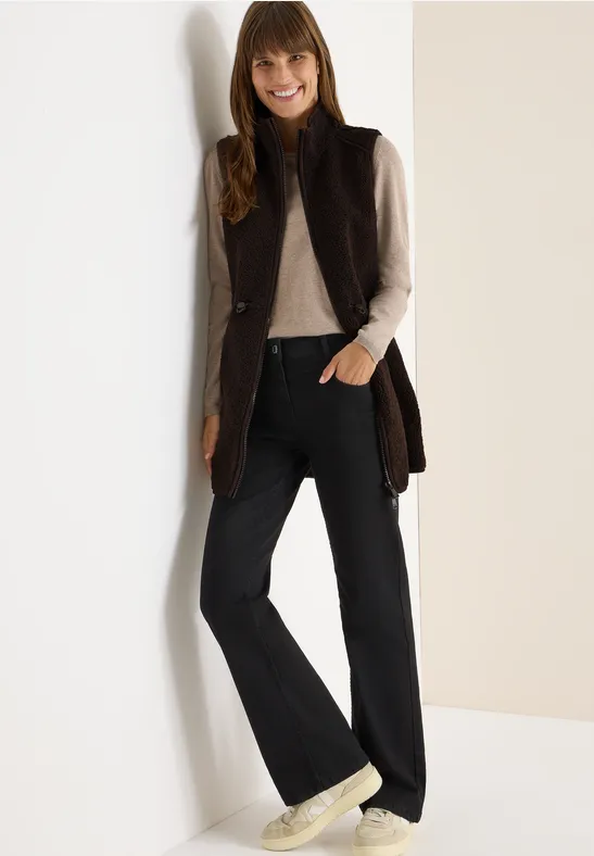 Cecil Damen Lange Teddy-Weste in Braun, Gr: XS