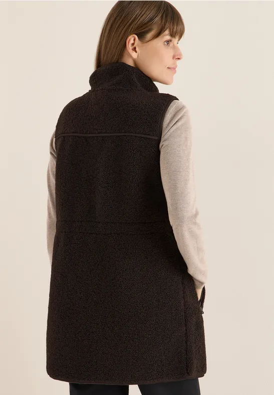 Cecil Damen Lange Teddy-Weste in Braun, Gr: XS