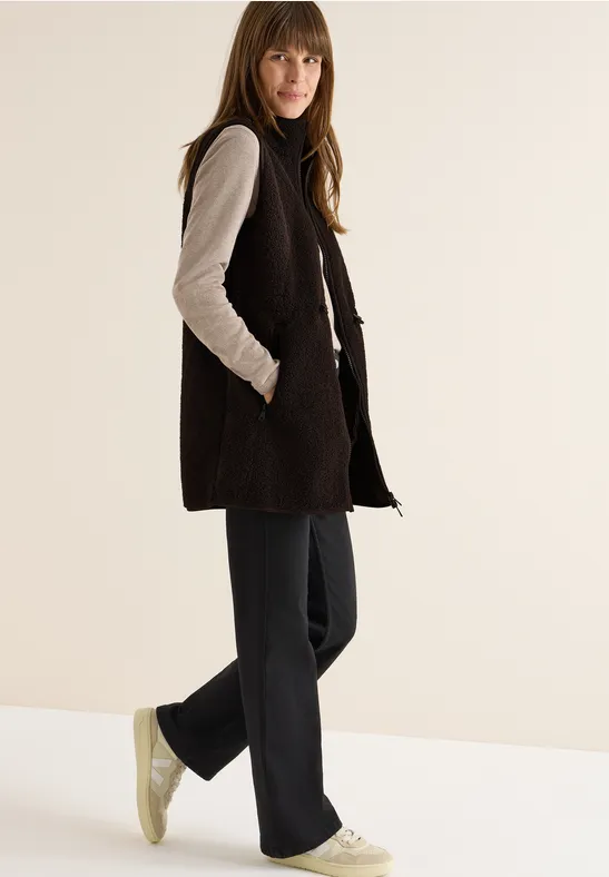 Cecil Damen Lange Teddy-Weste in Braun, Gr: XS