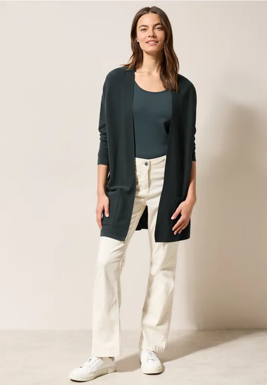 Cecil Damen Offener Feinstrick Cardigan in Grün, Gr: XS