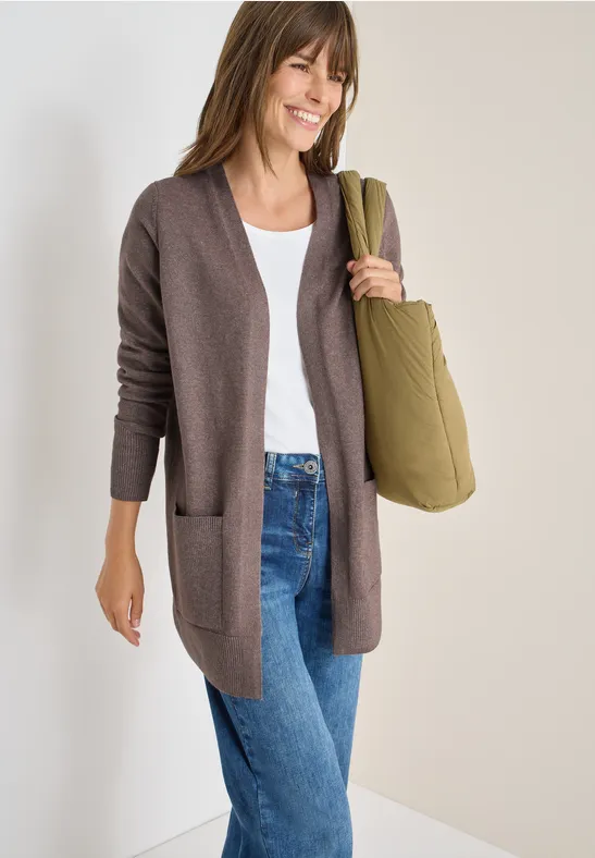 Cecil Damen Offener Cosy Cardigan in Braun, Gr: XS